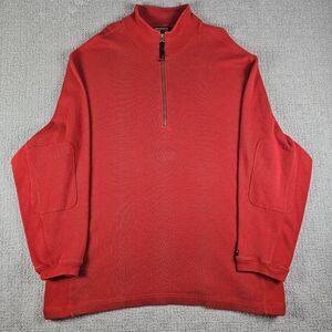 Vintage Polo Jeans Co Ralph Lauren Quarter Zip Patch Elbow USA Flag Size 2XL Red